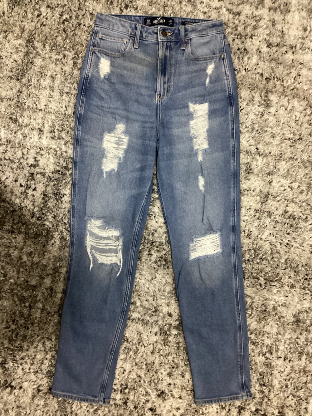Hollister Distressed High-Rise Blue Jeans